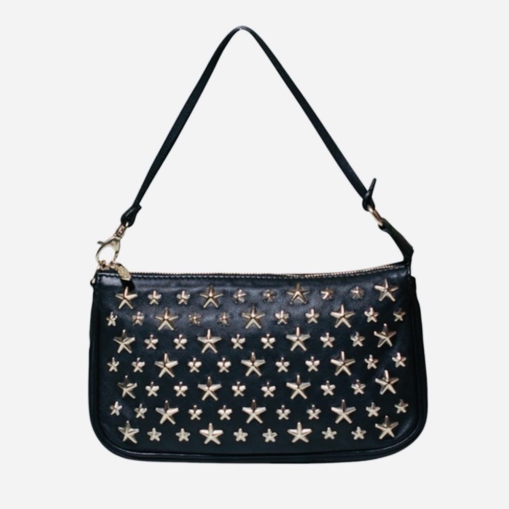 Jimmy Choo Black Shoulder Bag with Silver Star Studding